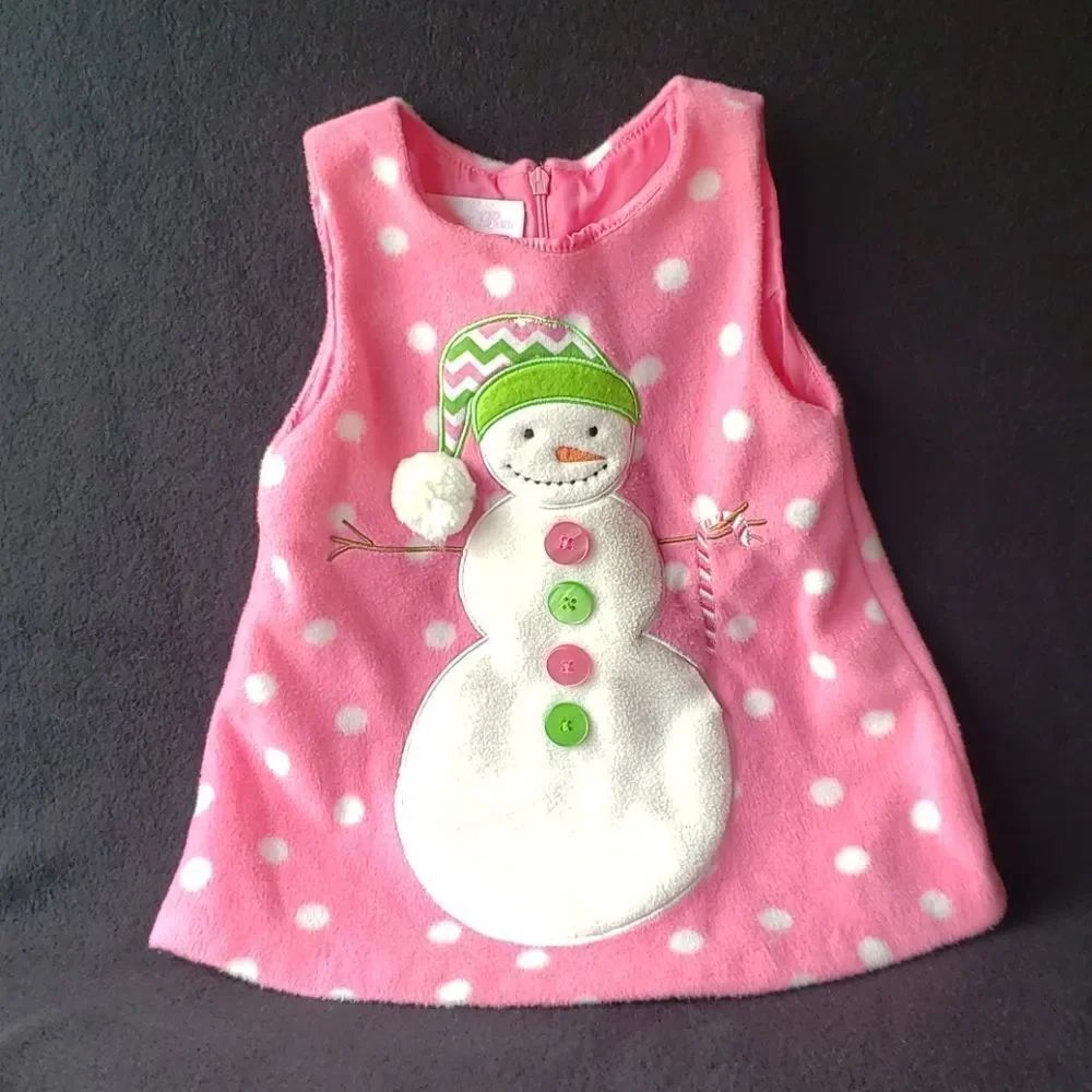 NWOT Adorable Bonnie Baby Snowman Dress Sz 12 Mos